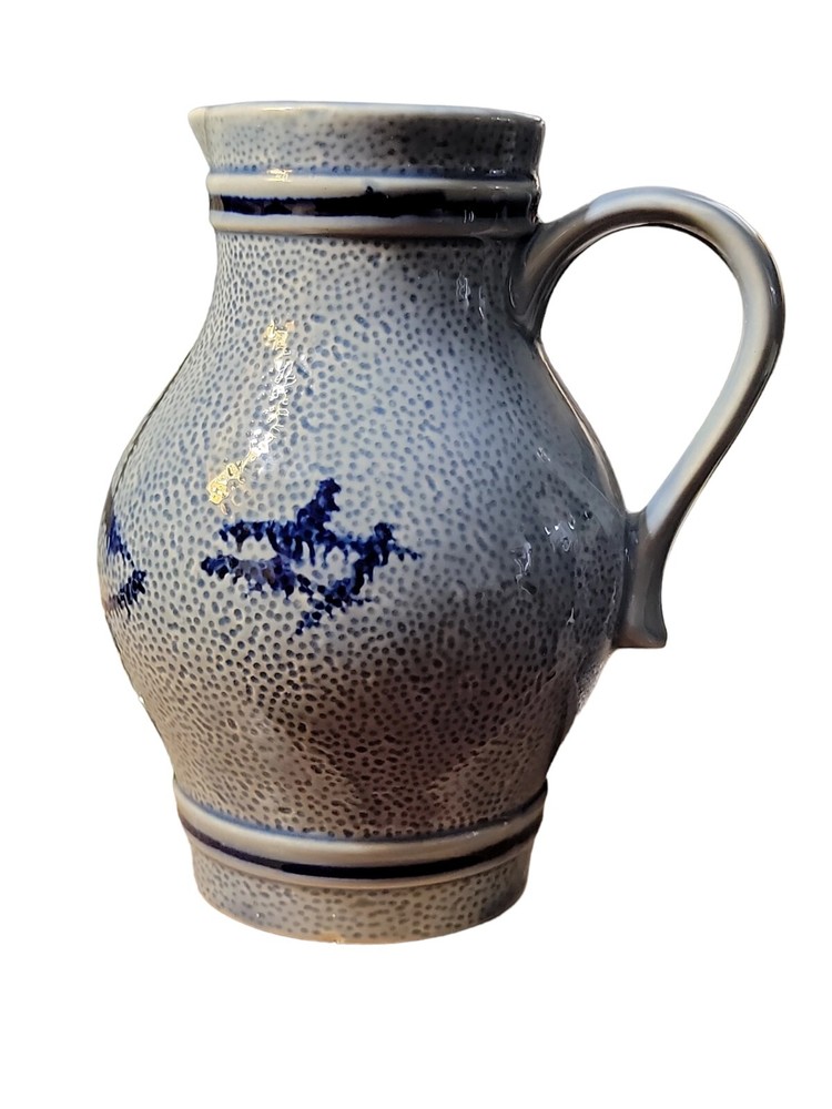 Vtg Blue Salt Glaze 8 " Pitcher