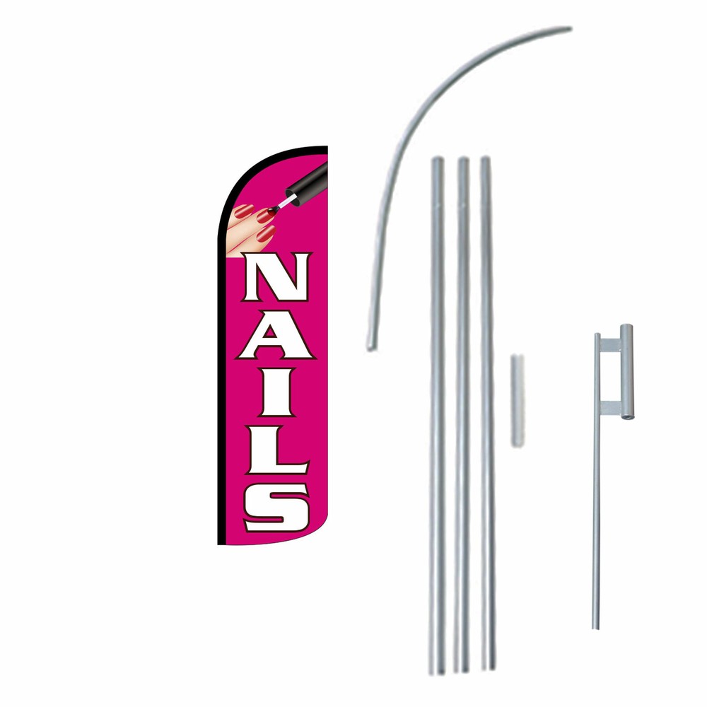 Nails Flag Flutter Feather Banner Swooper Extra Wide Windless