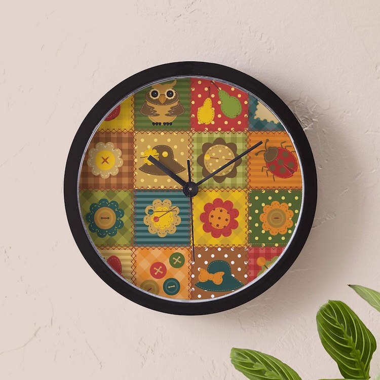 CafePress Country Patchwork 10" Wall Clock (1129192720)