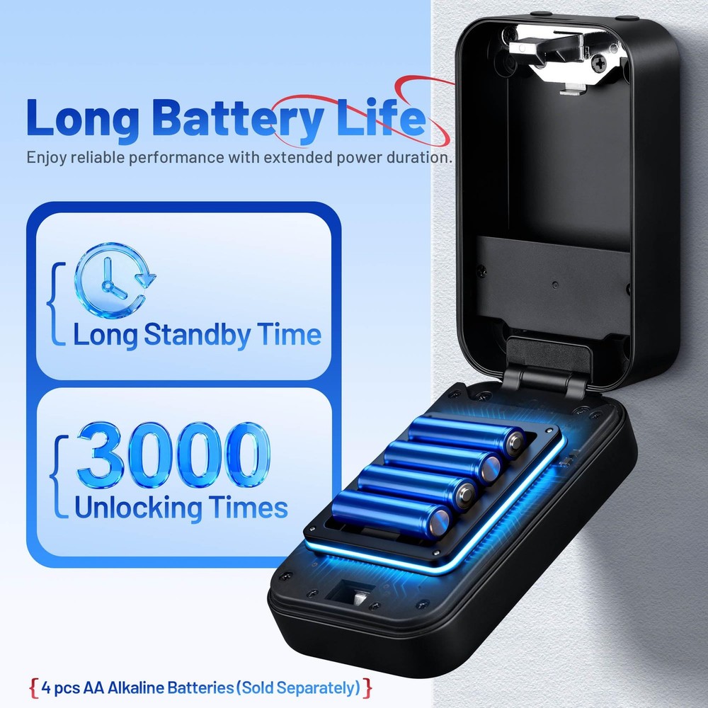 Smart Key Lock Box with Bluetooth TTLock APP Control, Silicone Keypad IP65 Wa...