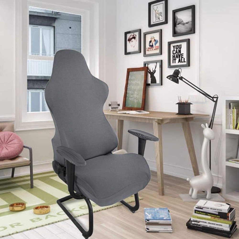 BTSKY Ergonomic Office Computer Game Chair Slipcovers Stretchy Dark Grey
