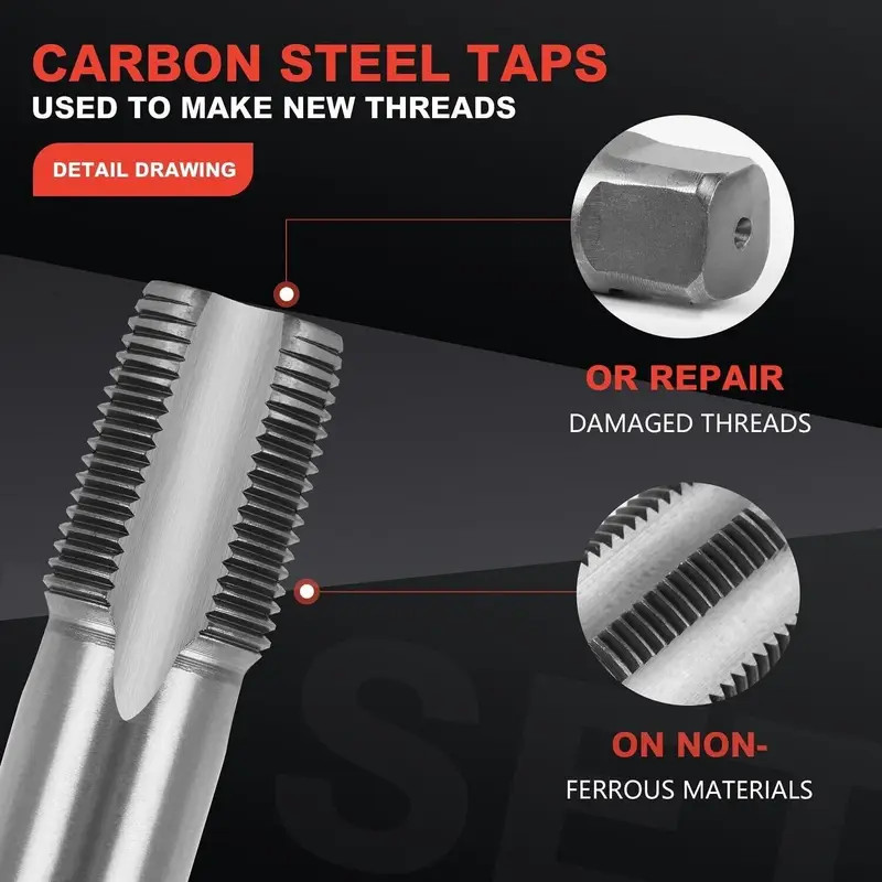 6-Piece Pipe Thread Tap Threaded Stud Extractor Broken Screw Remover Tool