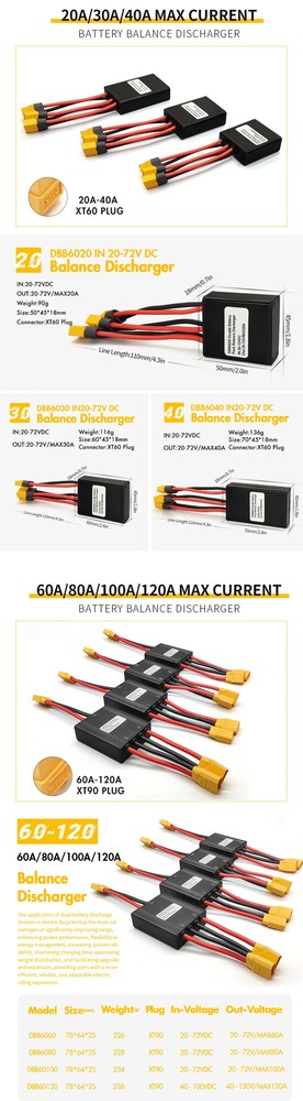 Double Battery Connection Adapter Switcher Module 20/30/40A E-bike 20V-72V
