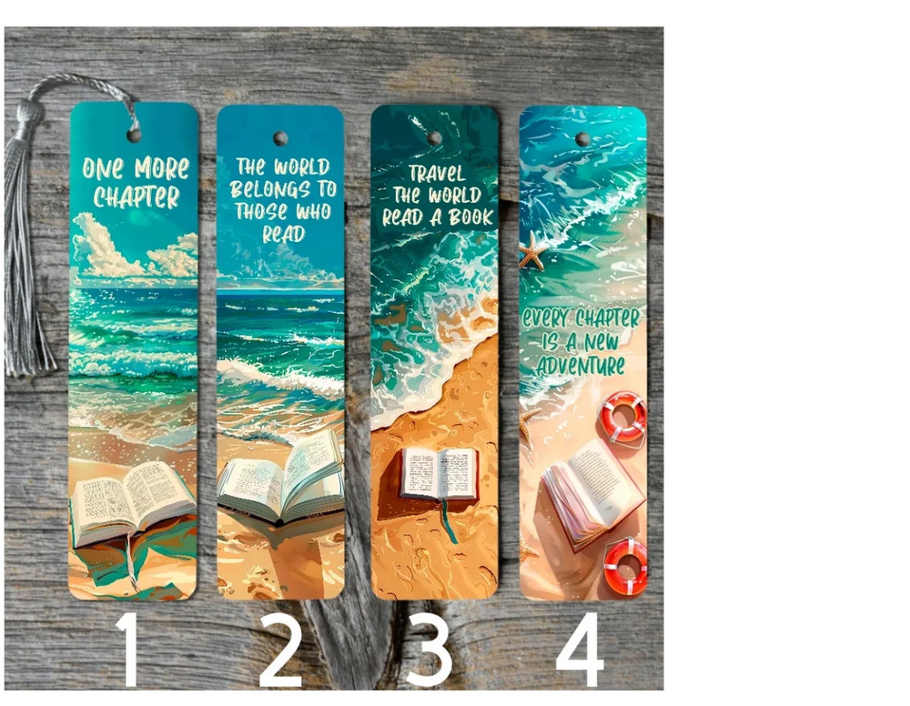Beach Book Themed Metal Bookmarks