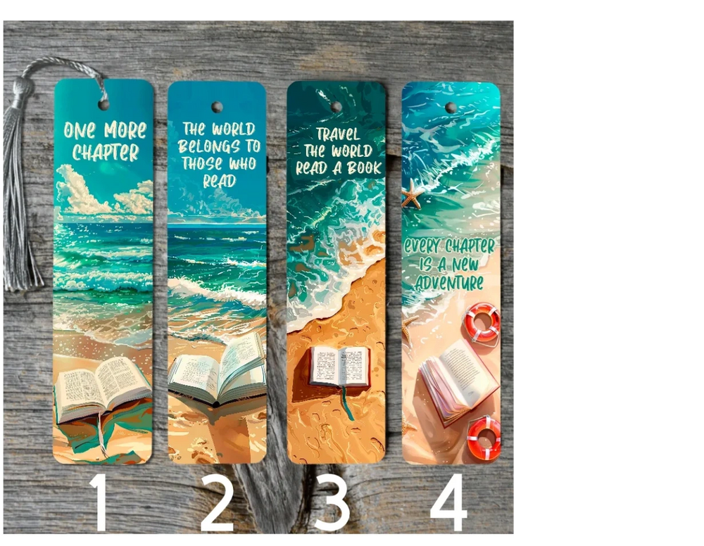 Beach Book Themed Metal Bookmarks