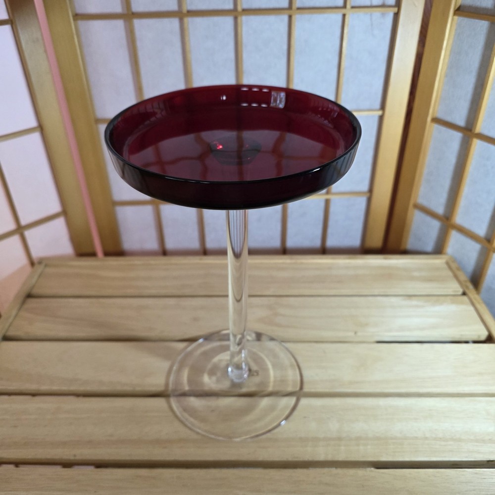 Tall Glass Compote 10.75"/Pedestal Dessert Stand/Candle Holder/Table Riser Ruby