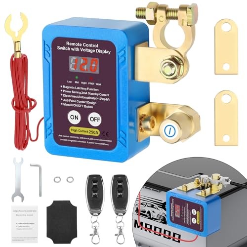 250A 12V Remote Battery Disconnect Switch, Upgrade Smart Voltage Kill Switch