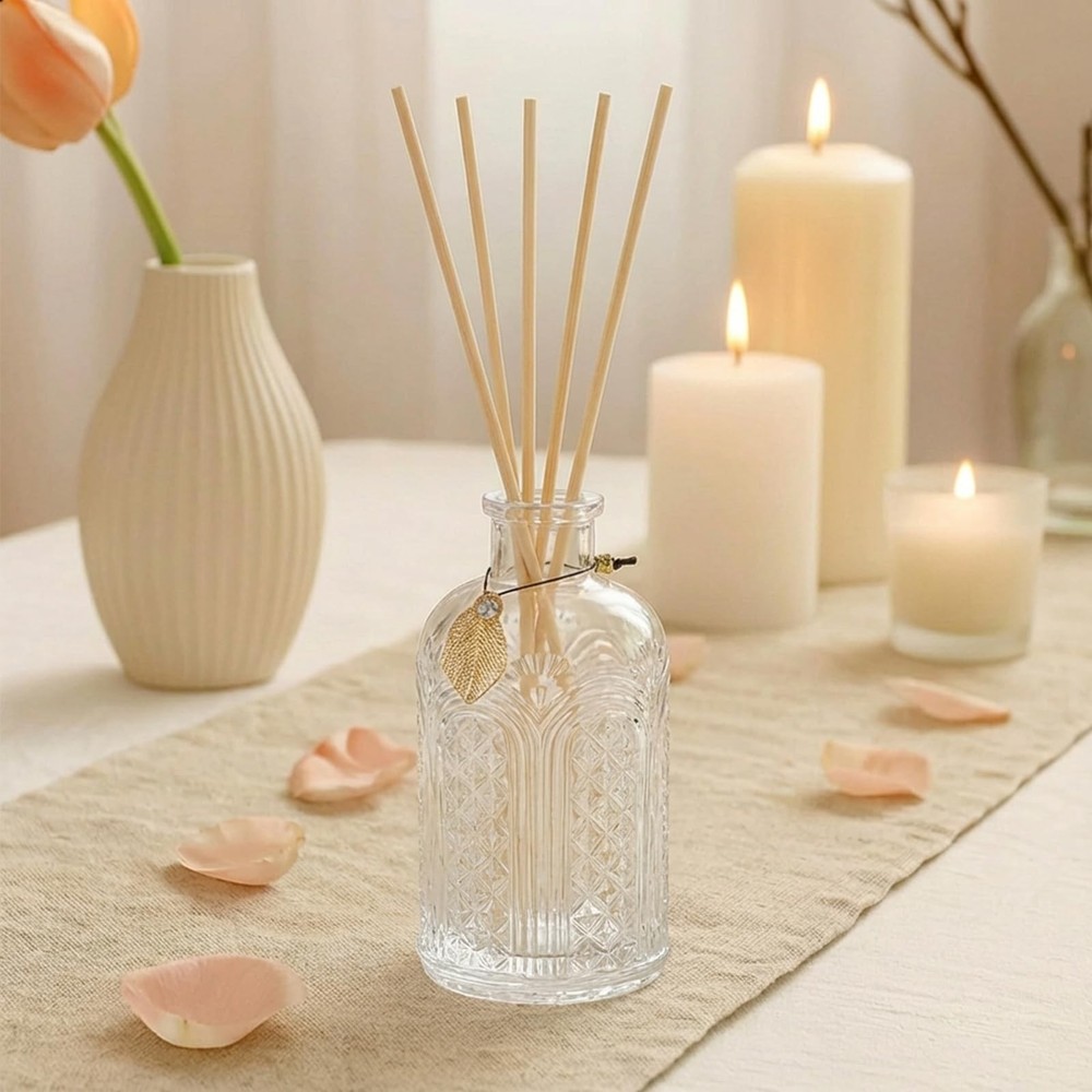Glass Reed Diffusers Bottles for Home, Diffuser Bottles with 20PCS Reed Diffu...