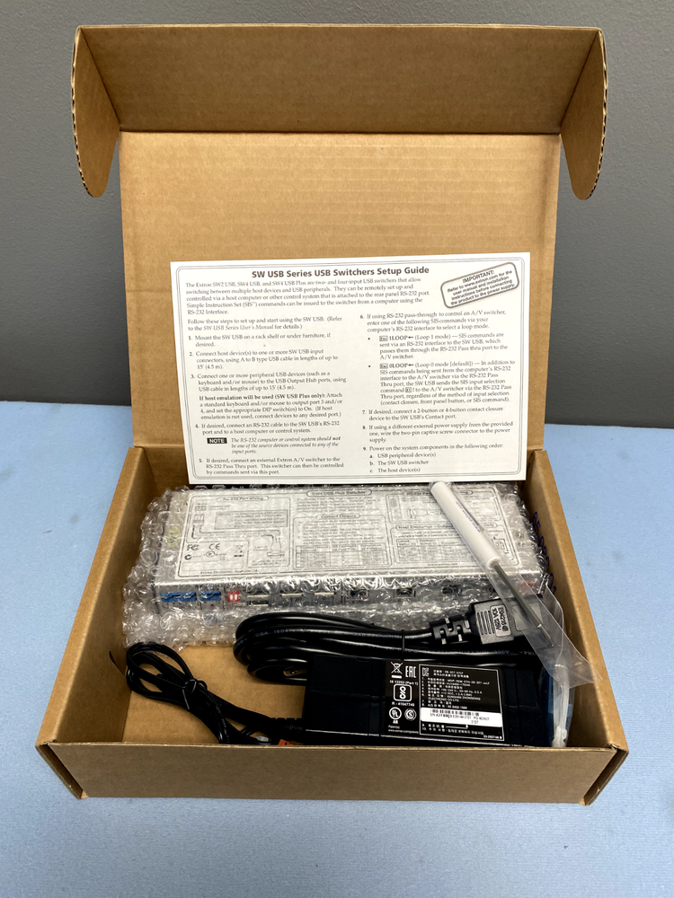 Extron SW4 USB PLUS Four Input USB Switcher with Emulation 60-954-02 NEW