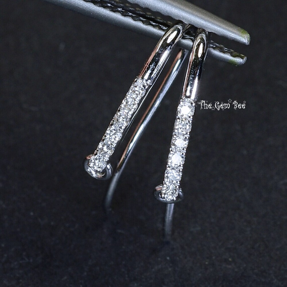 12mmx15.5mm 14k Solid White Gold Diamond Earwires PAIR