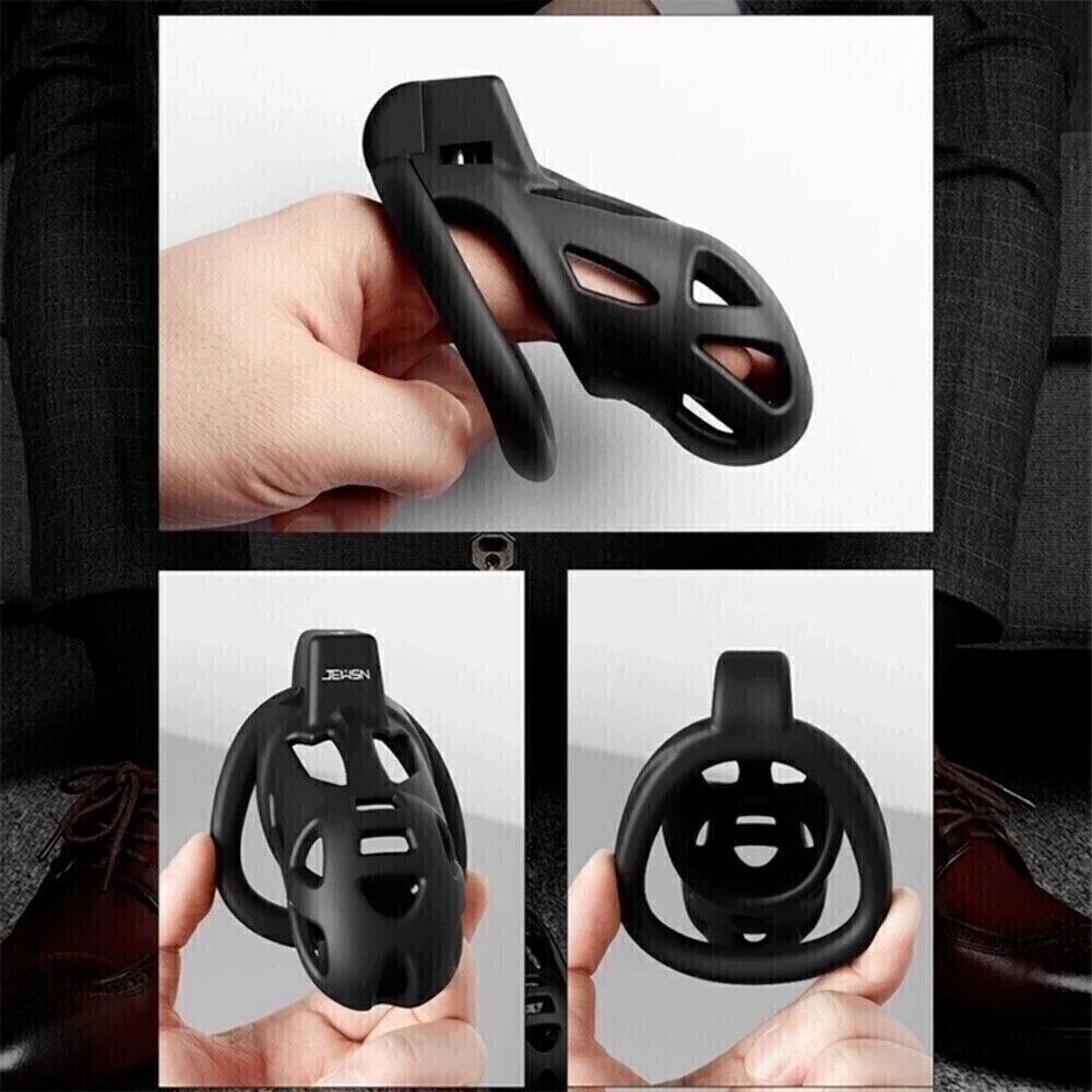 Male Chastity Cage Belt Silicone Device Delay Ejaculation Scrotum Squeeze Ring