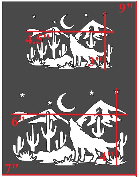 7"x9" Plastic Stencil - Prairie Wolf (SC865)