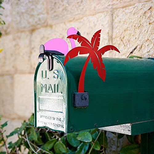 2 Pieces Mailbox Flags Flamingo Coconut Tree Mailbox Replacement Flags for
