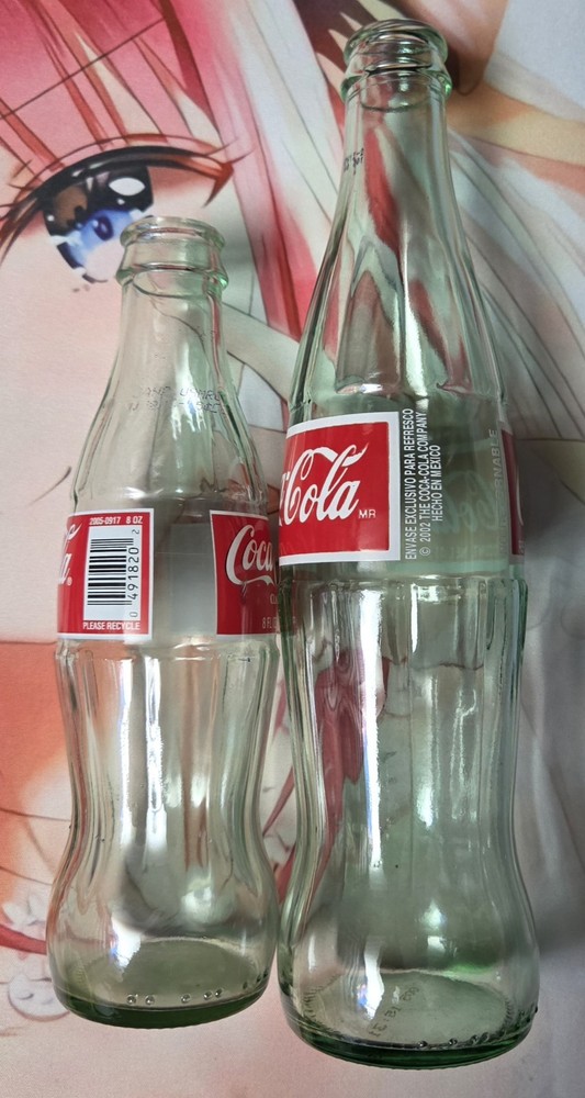 Empty - 2x Coca Cola Bottles No Caps