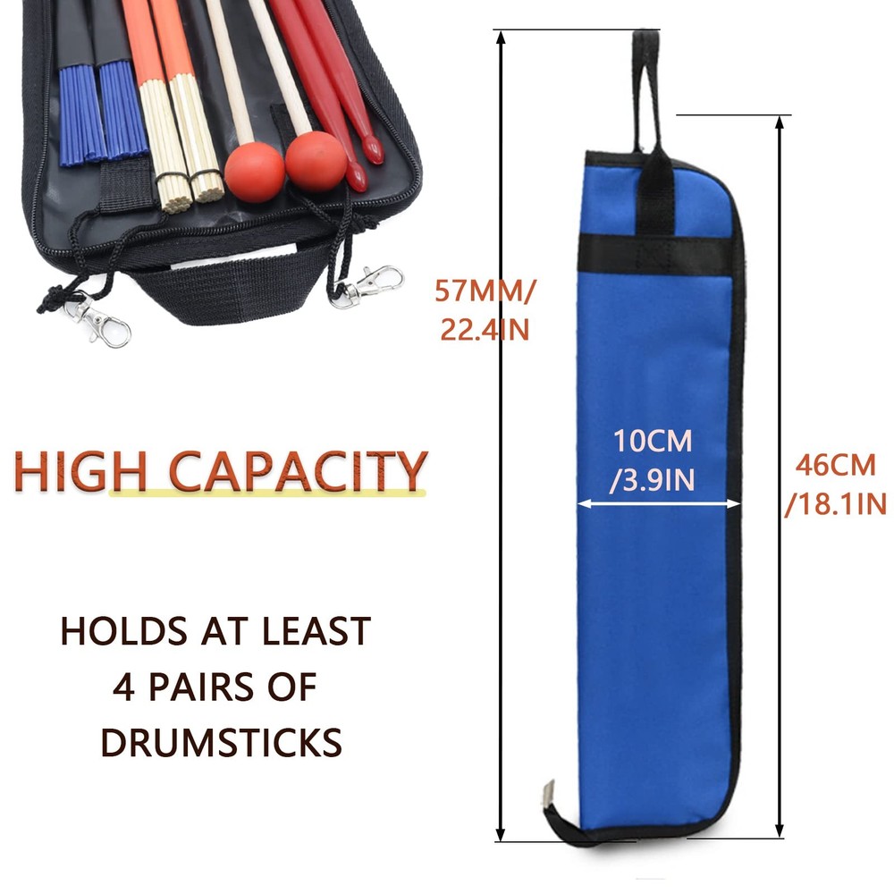 Universal Drum Stick Bag Blue Case Holder Percussion Mallets Accessory