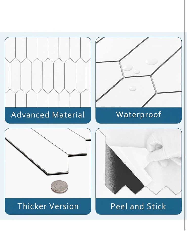 SUNWINGS 10 Sheets Backsplash for Kitchen Peel and Stick, Stone Composite