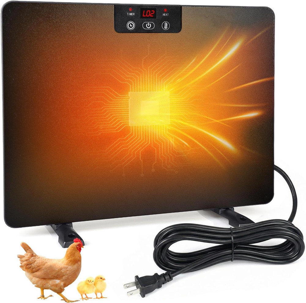 2026 Upgraded Chicken Coop Heater, 200W Chick Brooder Heating Plate with 5 Timin