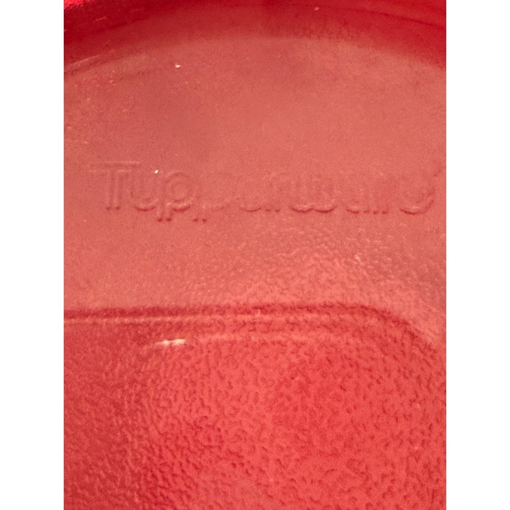 Vtg Tupperware Impressions Ruby Red Pitcher & 6 Stackable 10oz Tumblers Set 7pc