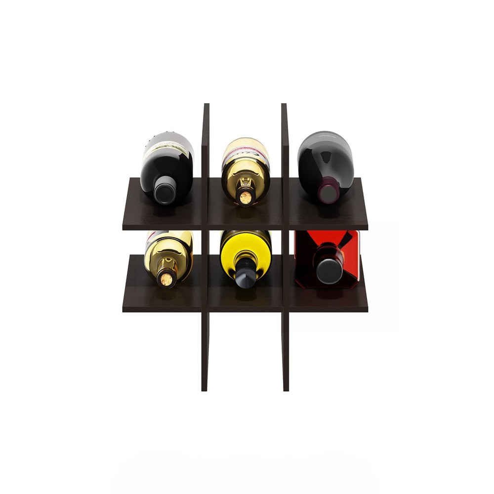 9-Compartment Bottle Storage Cube Organizer Insert in Dark Oak