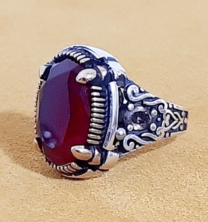 925 SILVER RING Men Solitaire Spinel Ring Sterling Man $