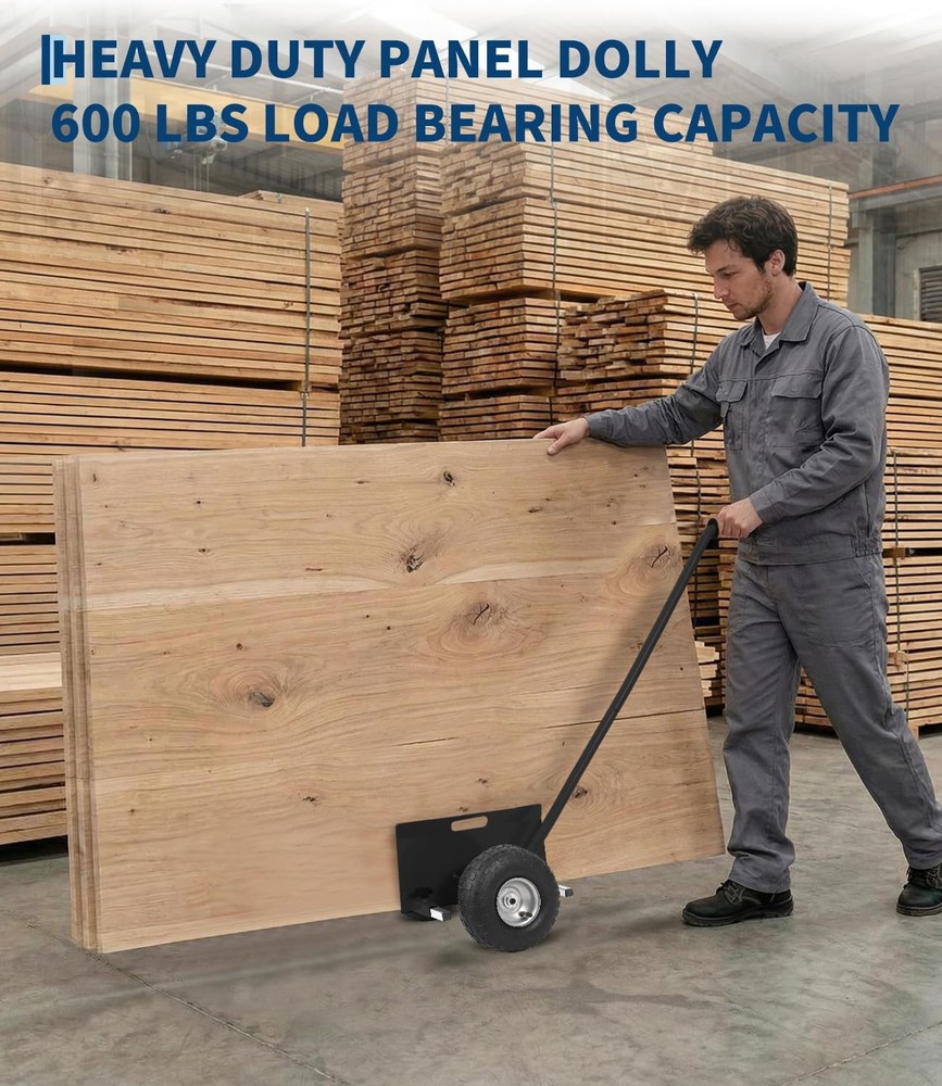 Panel Dolly with Extended Handle 660LBS, 10" Solid Rubber Wheels Drywall Cart