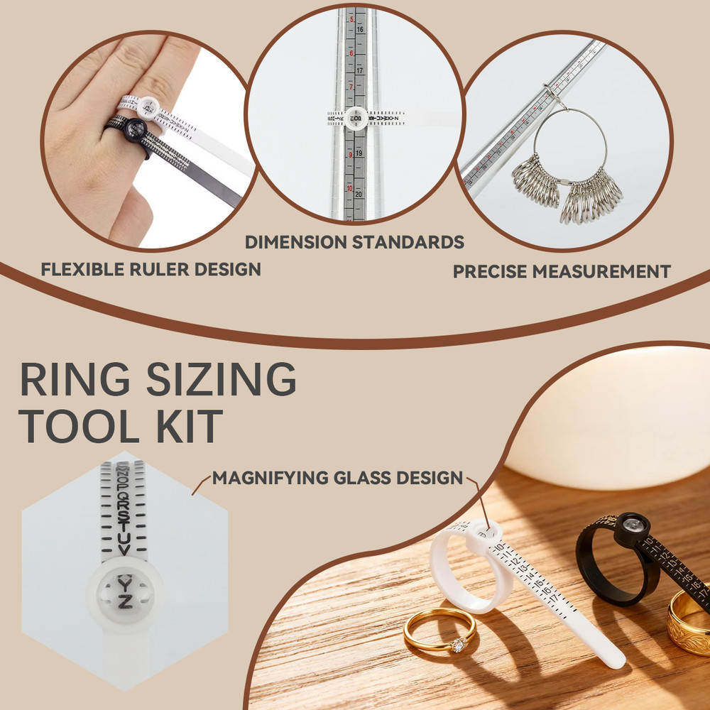 Ring Sizer Kit 6 Pcs Ring Mandrel Set Stainless Steel Ring Measuring Too