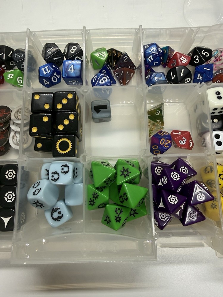 Huge Mixed Dice Lot RPG D&D Polyhedral Assorted Colors + Case Bundle