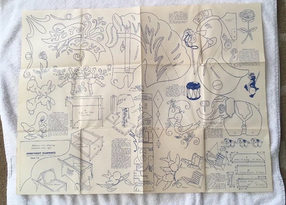 1956 Hobbycraft Blueprints Sheet 1 2 3 4 Scroll Saw 4 Sheets