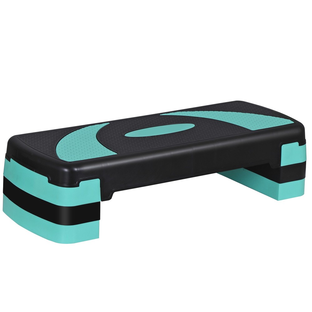 Aerobic Step Platform w/4 Stackable Riser Exercise Step Adjust 4"-6''-8'' Green