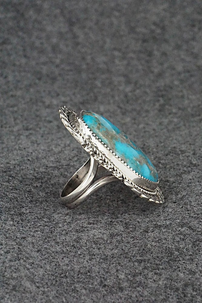Turquoise & Sterling Silver Ring - Leslie Nez - Size 9.75