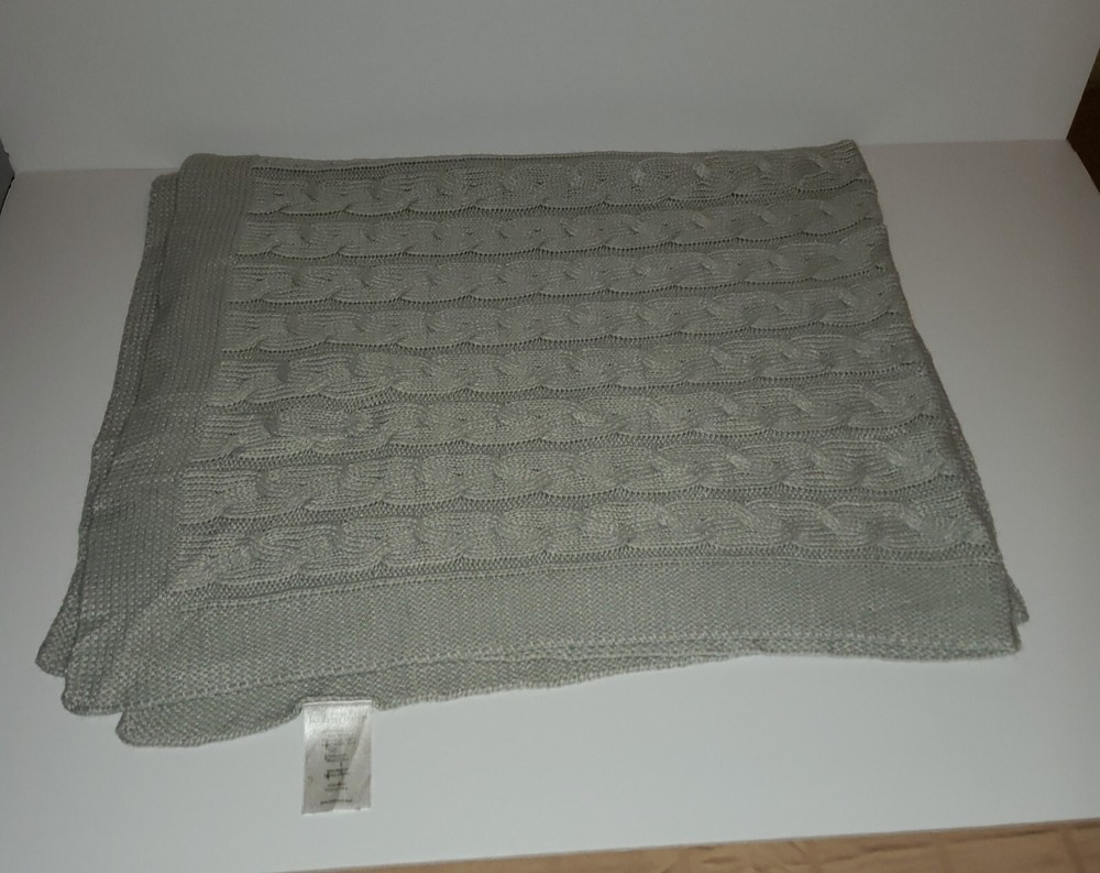Koala Baby Gray Blanket Sweater Cable Knit Weave Diamond Pattern 2014