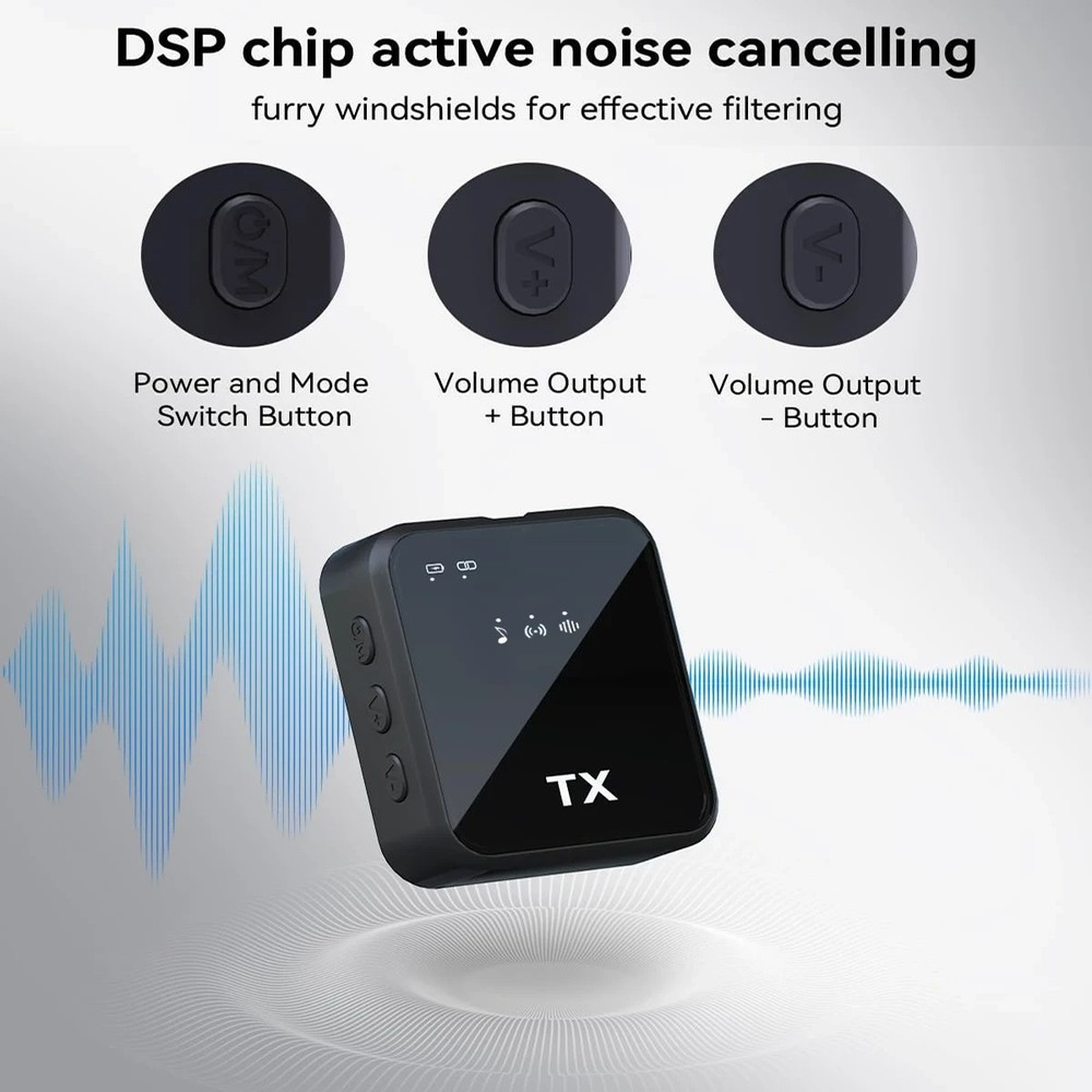 WIRELESS MICROPHONE IPHONE ANDROID TRANSMITTER RECEIVER NOISE CANCELLATION