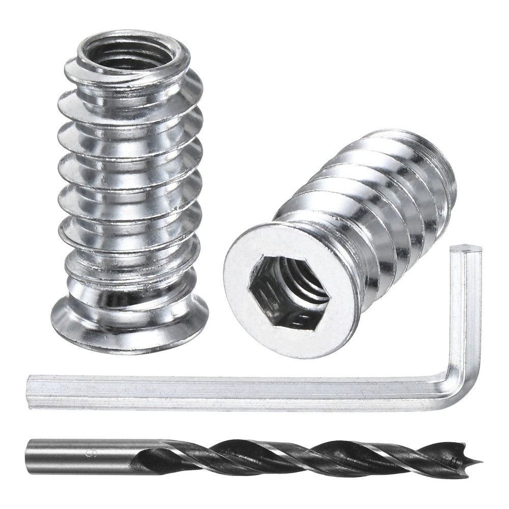 40-Pack Threaded Inserts, 1/4-20x20mm Nuts with A Wrench and Drill Bit [Silver]