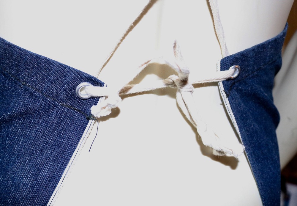 vintage selvedge edge denim distressed work apron