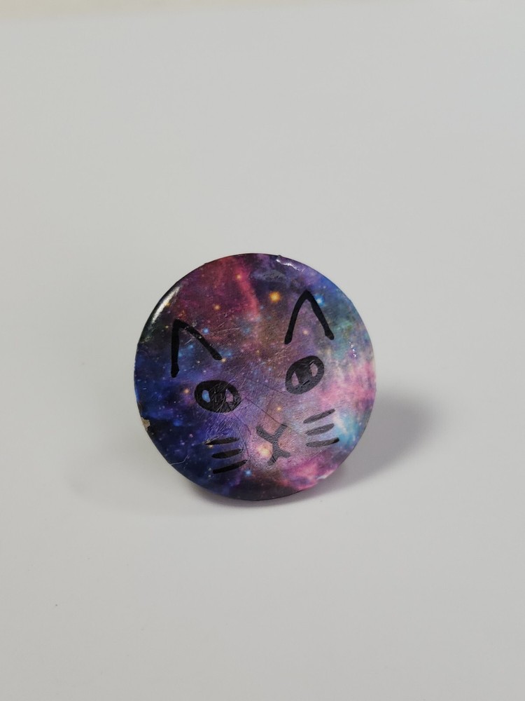 Cat Drawing In Space Button Pin 1.25"