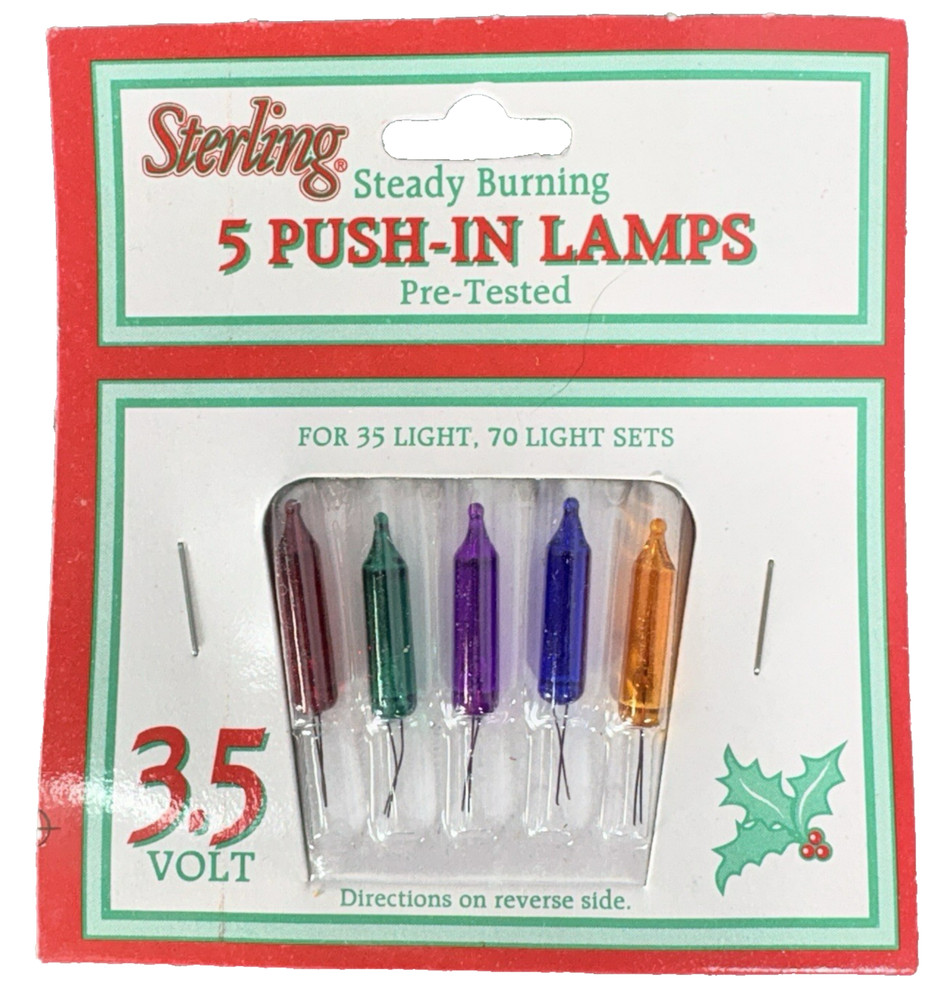 3.5 volt Christmas Light Bulbs MULTI Mini for 35 and 70 Light Strings Vintage