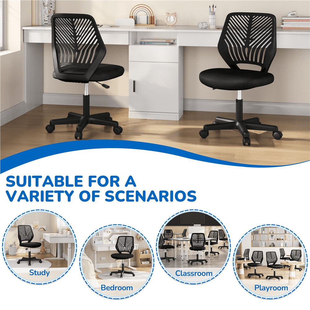 Adjustable Armless Mid Back Office Chair Black