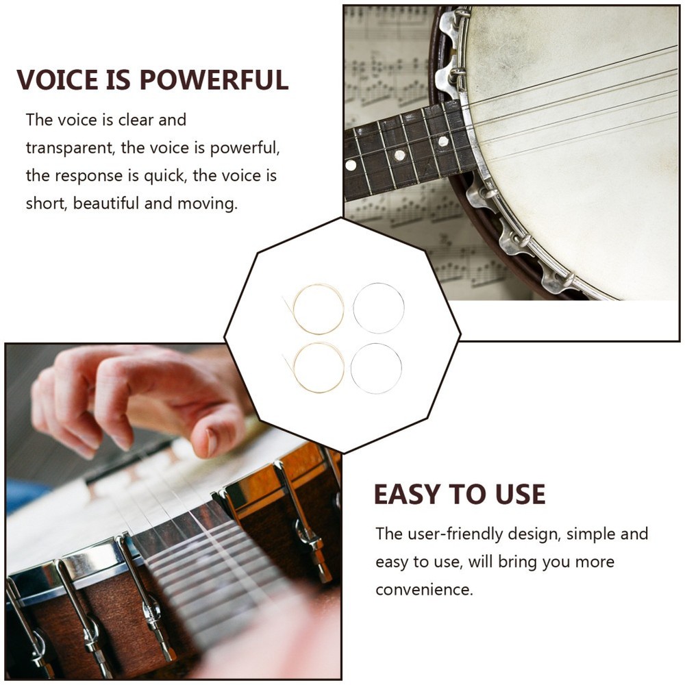 1 Set of Steel 4-string Banjo Strings Replacement Banjo String Accessories