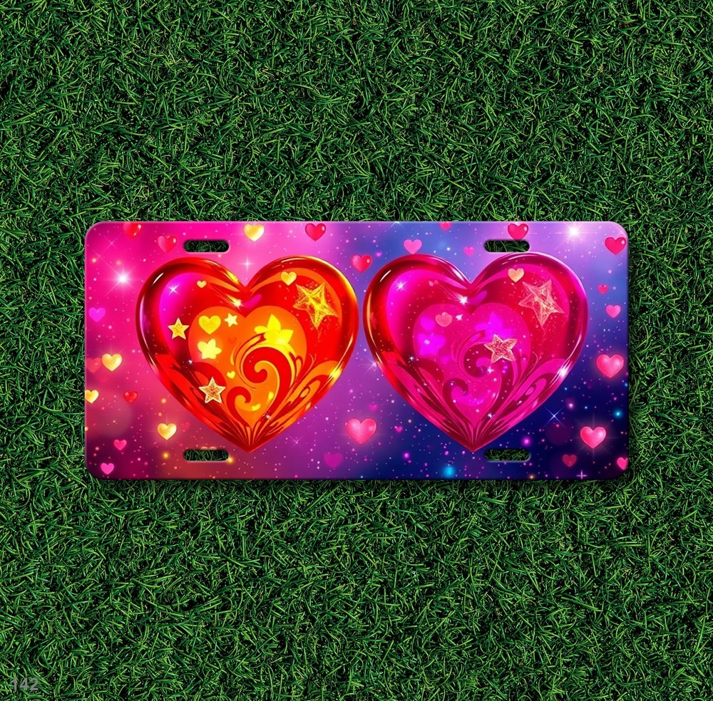 Premium Hearts License Plate Customizable Front Plate Gift Idea