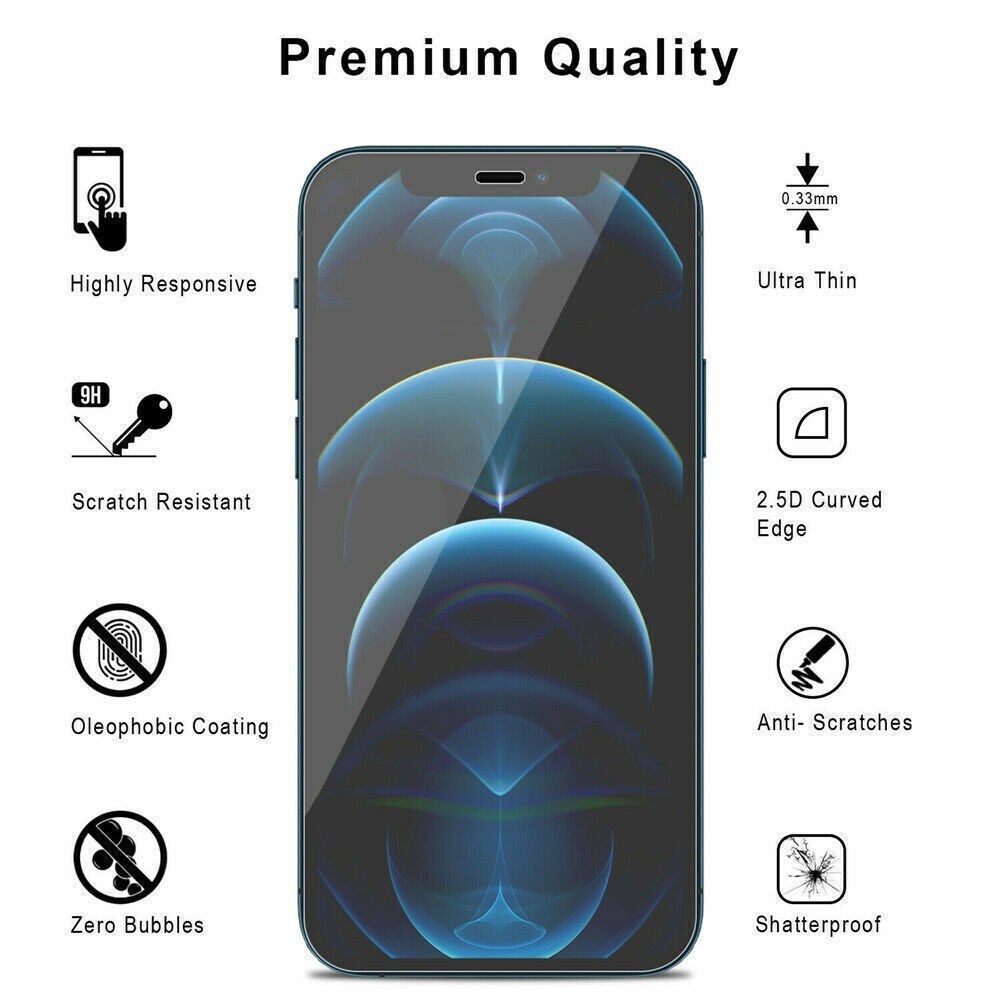 2 Pack Screen Protector Tempered Glass For iPhone 13/14/15/16 Pro Max Plus mini