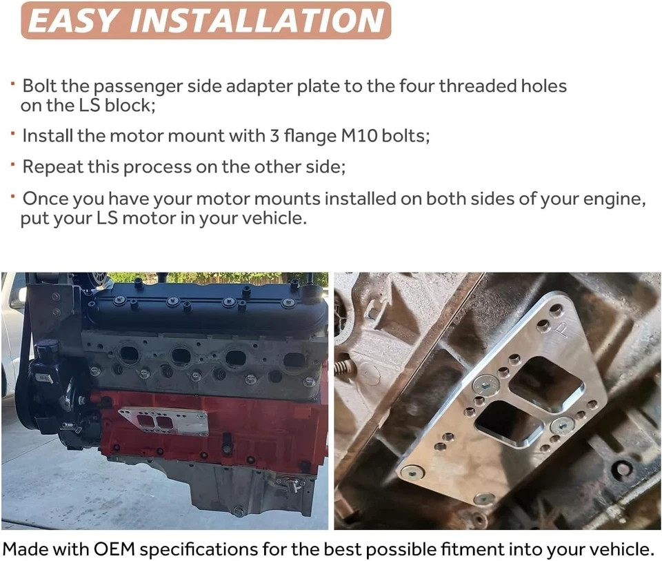 LS Swap Motor Mounts - Universal Small Block Conversion Bracket