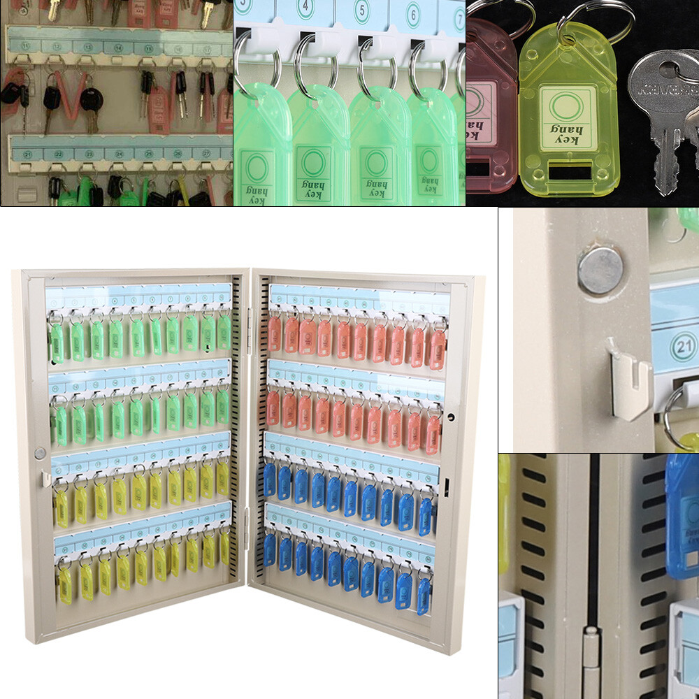 80 Keys Wall Mount Double Sides Lock Box Tiered Storage Safe Cabinet W/Pull Ring