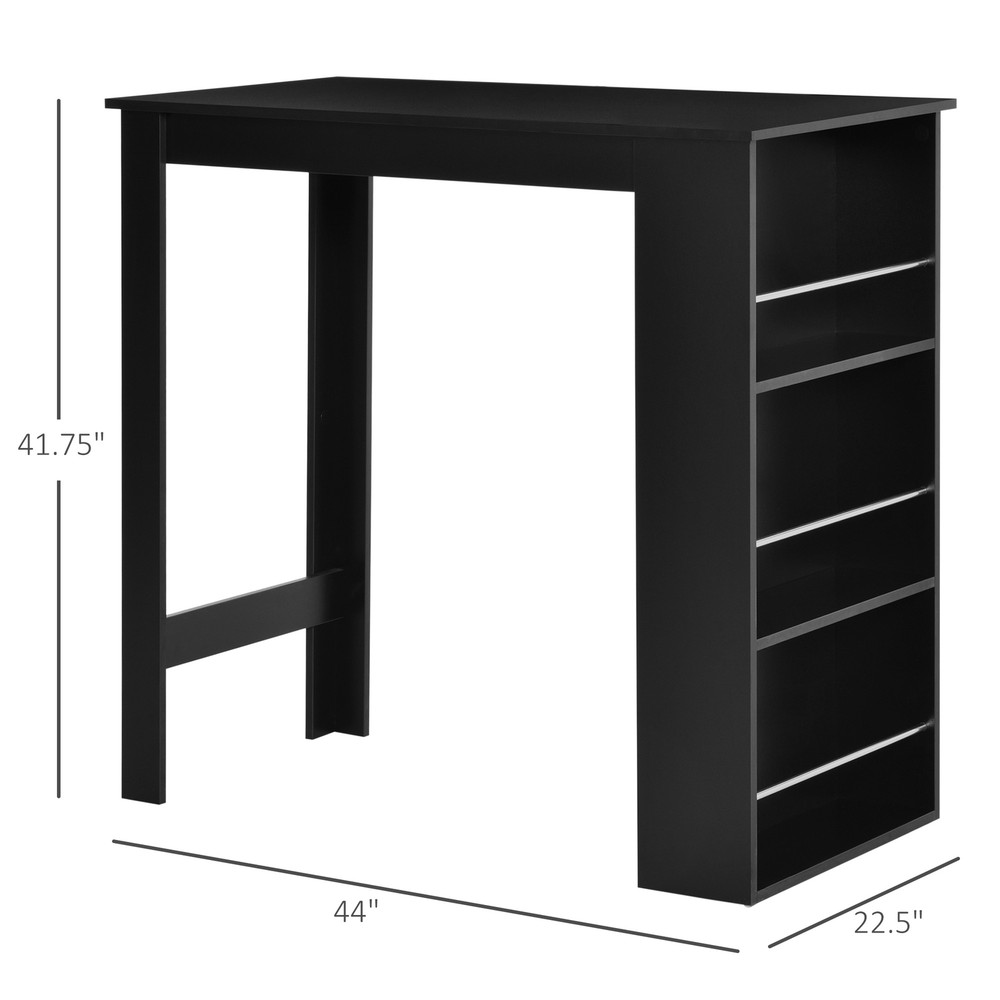 Modern Bar Table Counter Height Dining Table with 3-Tier Storage Shelves