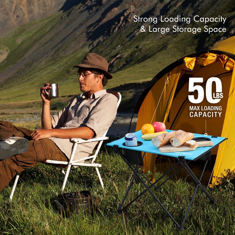 Portable Outdoors Folding Camping Table Camping Table w/2 Cup Holder & Carry Bag