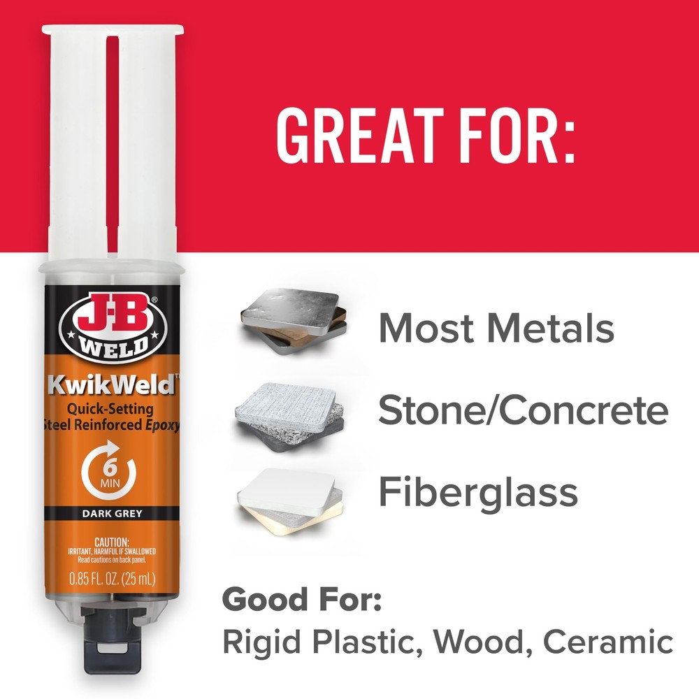 6 Minute Set Epoxy KwikWeld, High Strength, Waterproof, 2 Pack, Dark Grey, 50...