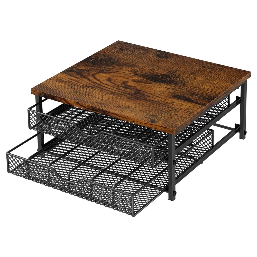 Coffee Pod Drawer K Cups Organizer 2-Tier Coffee Pod Storage Holder with Draw...