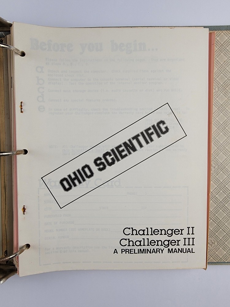 Original Vintage Ohio Scientific Manual Data Sheets Challenger 2 & 3 CPU 1970s