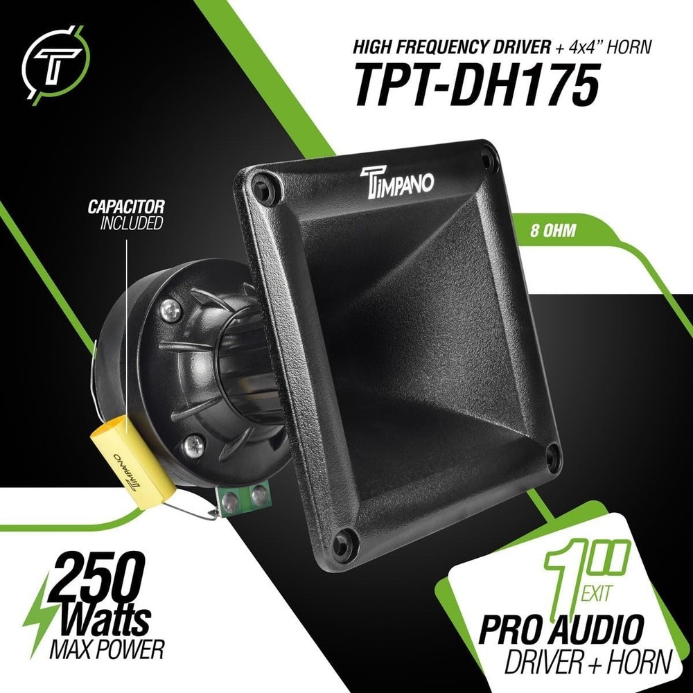 2X TPT-DH175 Horn Drivers 500 Watts 1" Exit High Frequency Compression Driver...