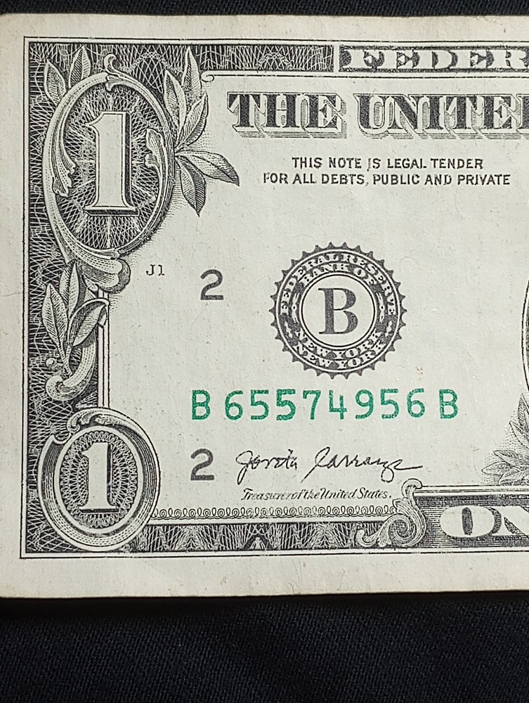 2017A $1 Note Over ink Error.         #516