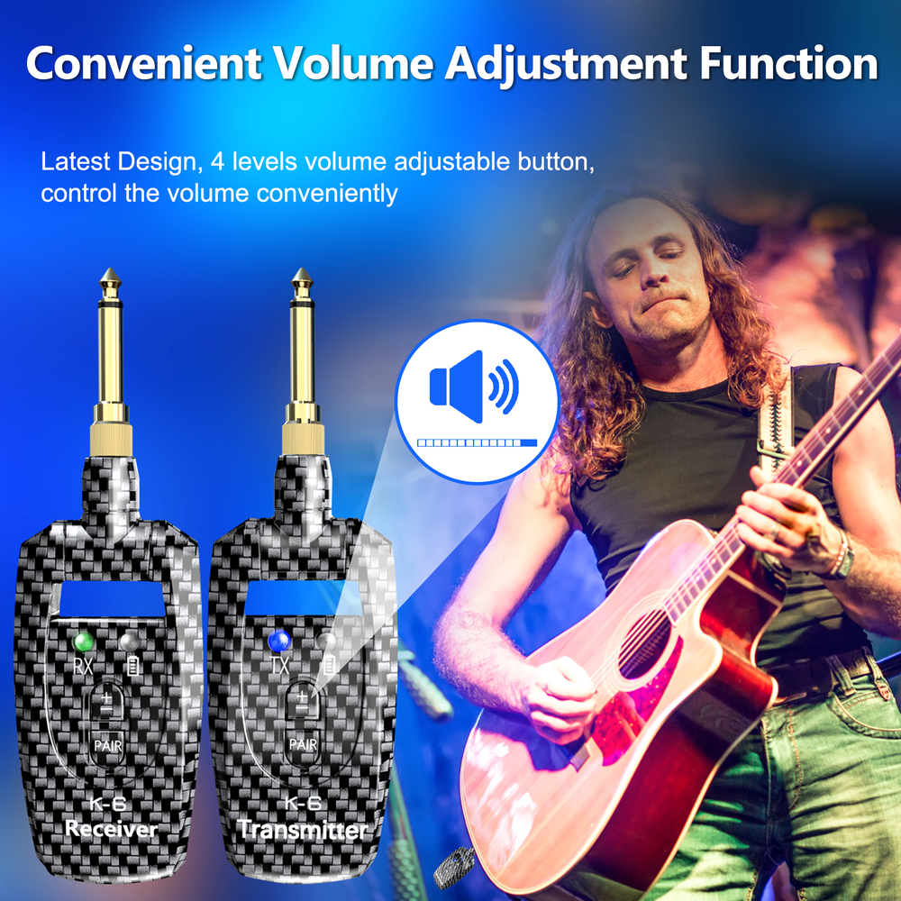 2.4GHz Wireless Guitar System Transmitter Receiver Multiple Channel Rechargeable